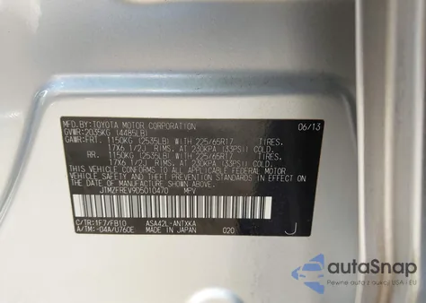 2013 Toyota Rav4 Le from USA, damaged, VIN JTMZFREV9D5010470